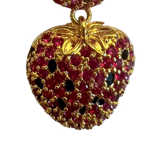 Eye Candy Women's 18K Goldplated & Cubic Zirconia Strawberry Drop Earrings - NWT - Picture 5 of 6